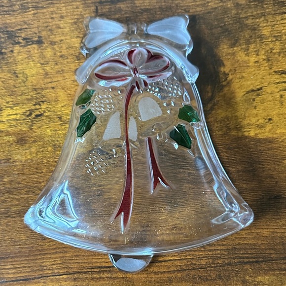 Holiday Glass Bell Ornament with Red and Green Accents - Picture 2 of 2